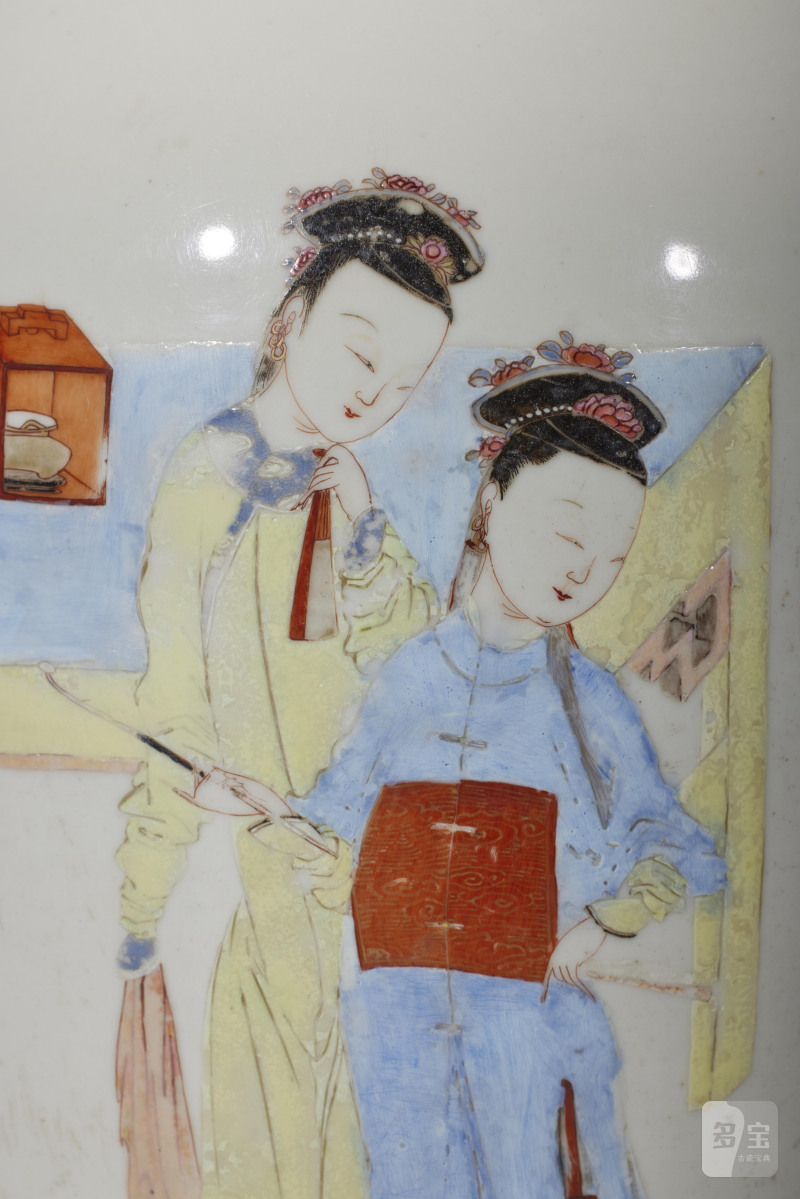 清雍正  粉彩仕女观音瓶 - 图4